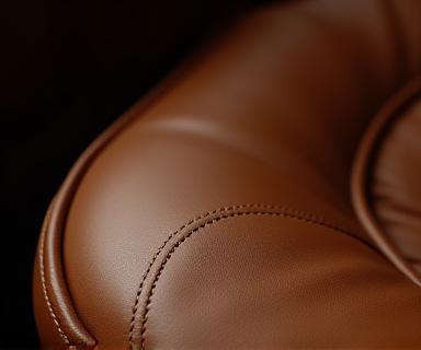 Interior de cuero cosido a mano de un coche de lujo.